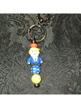Handmade Colorful Trump Beaded Keychain